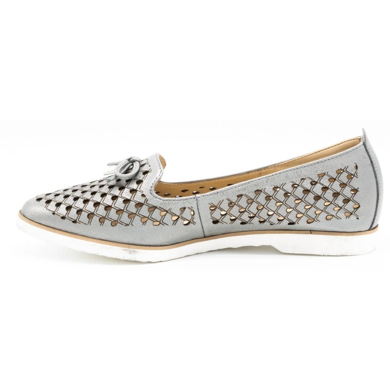 Cortesini Silberne durchbrochene Lederschuhe für Damen 02210 1