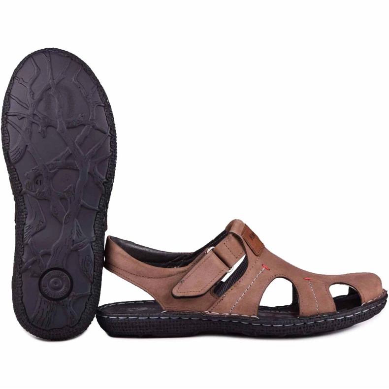 Kampol Herren Ledersandalen 218 / OL Kam braun 1