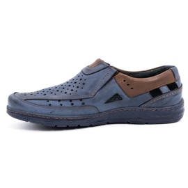 Olivier 893MP Mokassin Herrenschuhe aus marineblauem Leder braun navy blau 1