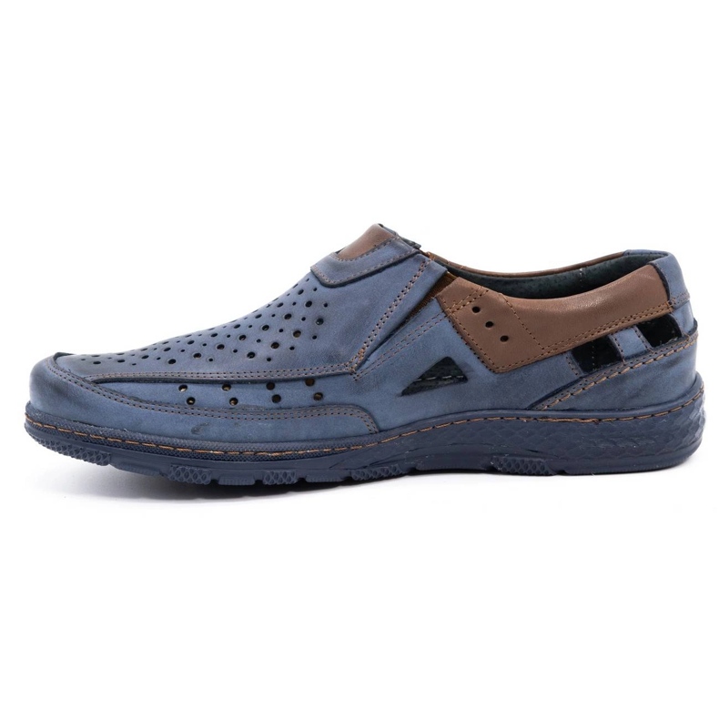 Olivier 893MP Mokassin Herrenschuhe aus marineblauem Leder braun 1