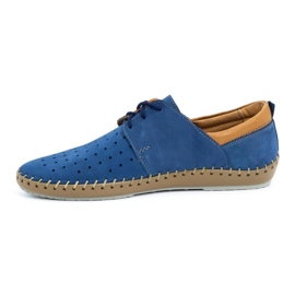 Olivier Herren Leder Sommerschuhe 744LMA blau 1