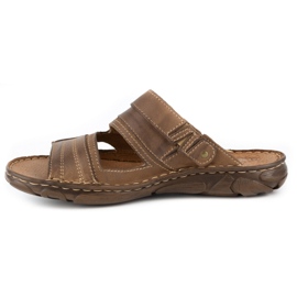 Olivier 460MP braune Herrenlederpantoffeln beige 1