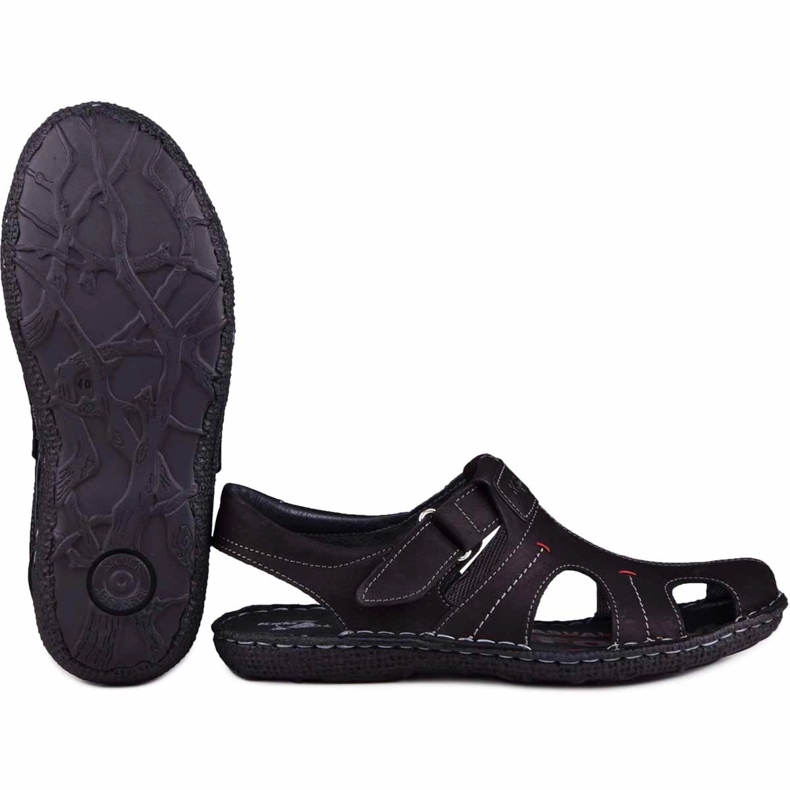 Kampol Herren Ledersandalen 218 / 61KAM schwarz 2