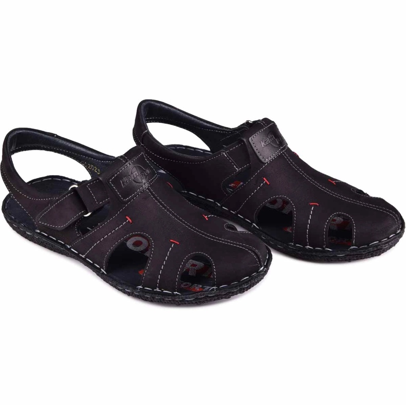 Kampol Herren Ledersandalen 218 / 61KAM schwarz 1