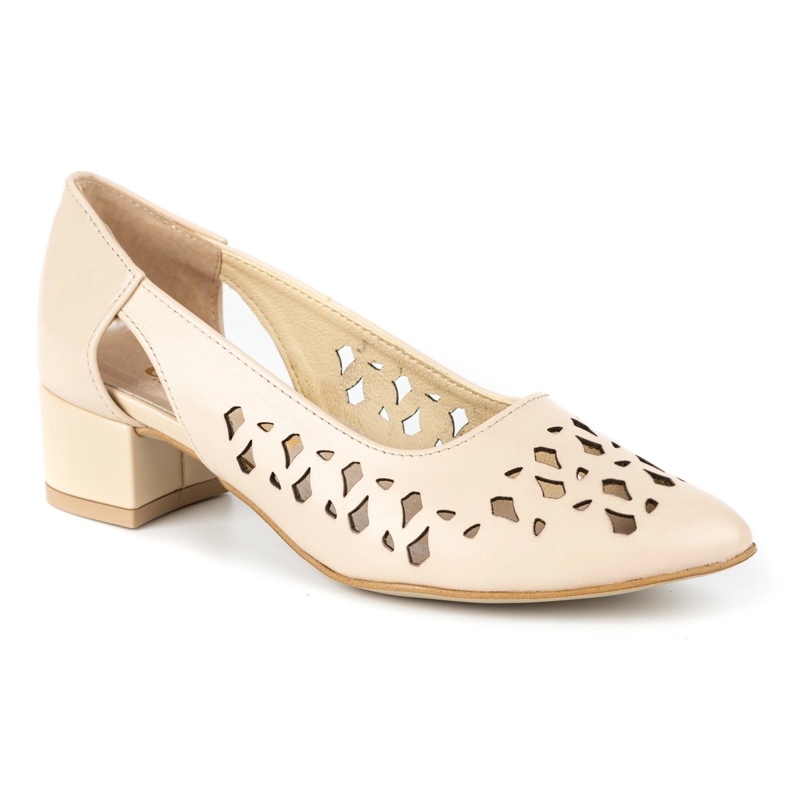 Olivier Damen-Lederpumps mit Absatz 2272 beige 1