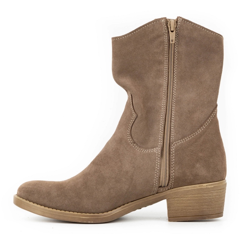 Olivier Durchbrochene Damen High Heels Angela braune Stiefel beige 1