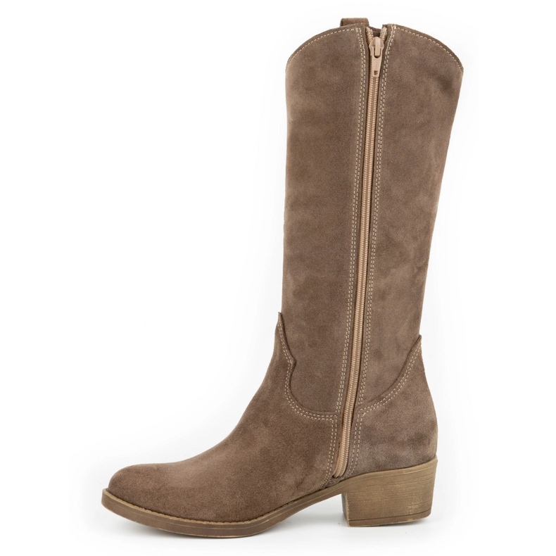 Olivier Durchbrochene Lederstiefel für Damen Carla braun 1