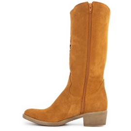 Olivier Durchbrochene Lederstiefel für Damen Carla rot orange 1