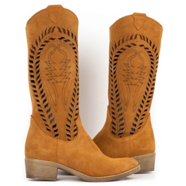 Olivier Durchbrochene Lederstiefel für Damen Carla rot orange 2