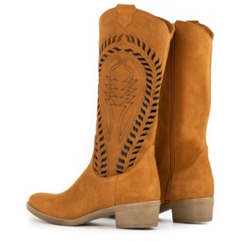 Olivier Durchbrochene Lederstiefel für Damen Carla rot orange 3