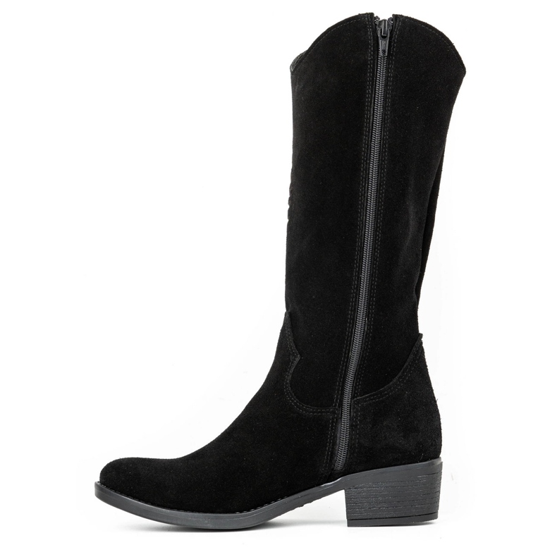 Olivier Durchbrochene Damenstiefel aus schwarzem Leder Carla 1