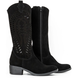 Olivier Durchbrochene Damenstiefel aus schwarzem Leder Carla 2