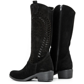 Olivier Durchbrochene Damenstiefel aus schwarzem Leder Carla 3