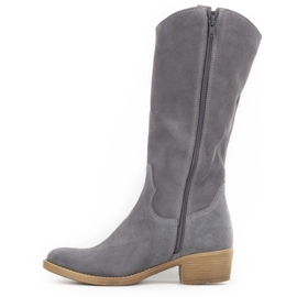 Olivier Julia graue Lederstiefel für Damen 1