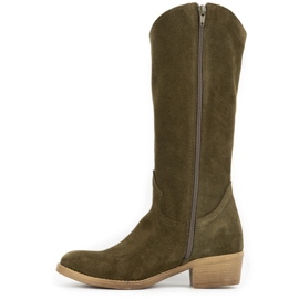 Olivier Julia Damen Lederstiefel grün 1
