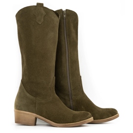 Olivier Julia Damen Lederstiefel grün 2