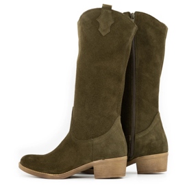 Olivier Julia Damen Lederstiefel grün 3
