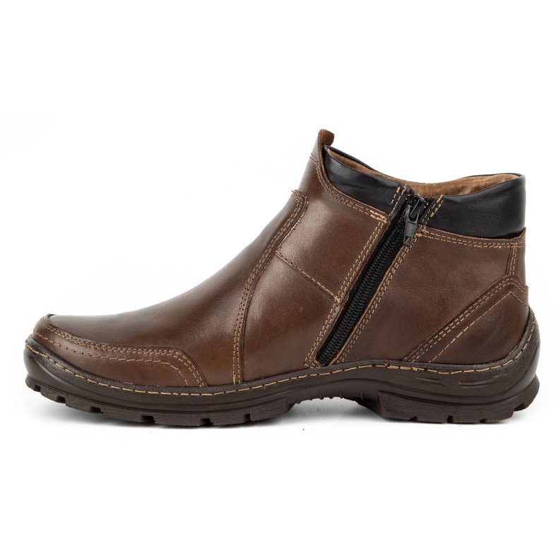 Olivier Herren Winter Lederstiefel 352MP dunkelbraun 1
