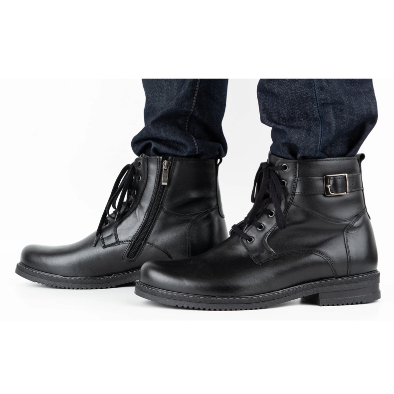 Olivier Herren Winterstiefel isoliert Leder 953MA schwarz 2
