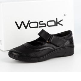 WASAK Damen-Lederschuhe mit Klettverschluss 0580W schwarz 7