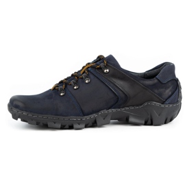Olivier Herren-Trekkingschuhe aus Leder 214GT marineblau schwarz 1