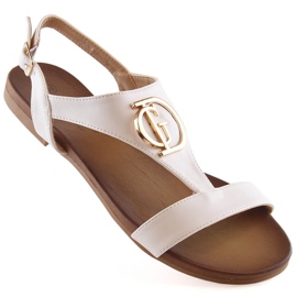 Potocki Bequeme flache weiße Damensandalen S.Barski Kv 5541-32 1