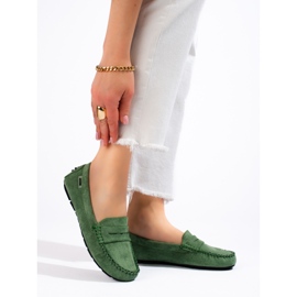 Grüne Shelovet-Wildleder-Loafer für Damen 2