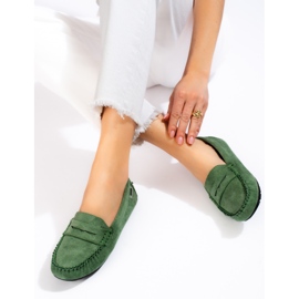 Grüne Shelovet-Wildleder-Loafer für Damen 1