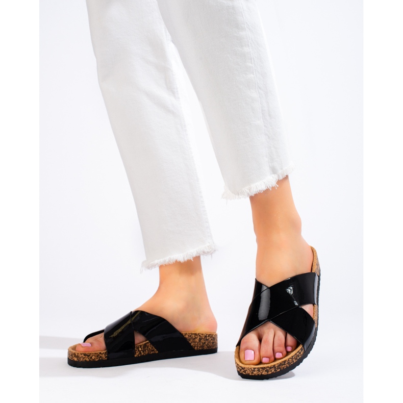 W. Potocki Damensandalen aus schwarzem Kork Shelovet 1