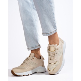 Damenturnschuhe auf einer dicken Sohle beige Shelovet 2