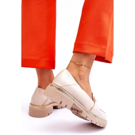 FILIPCZYK Elegante Mokassins aus hellbeigem Leder mit Verzierung 3