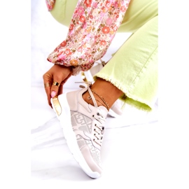 S.Barski Damen-Sportsneaker aus Leder mit beigem Keilabsatz 2