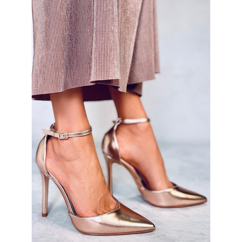 Christa Champagne Metallic-Heels für Damen rosa 2