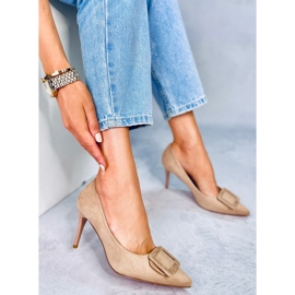 Pumps auf Pfennigabsatz Fiona Khaki beige 1