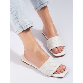 Goodin Hausschuhe aus weißem Kunstleder 2