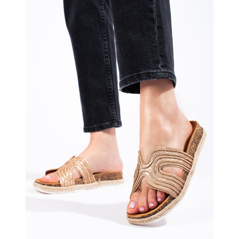 W. Potocki Bequeme Potocki-Hausschuhe golden 1