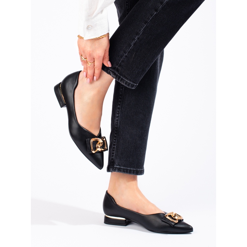 Schwarze Damenpumps von Vinceza mit flachem Absatz braun 1