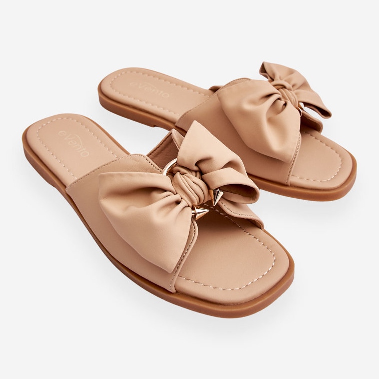 Damenhausschuhe mit Schleife Beige Becky 1