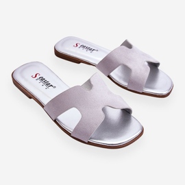 Klassische Wildlederhausschuhe für Damen Grau Evana 1