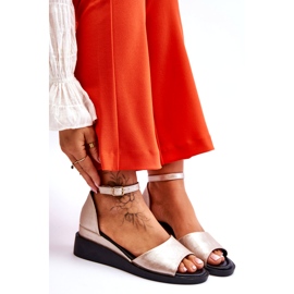 Vinceza Klassische Leder-Keilsandalen für Damen Gold Truett golden 4