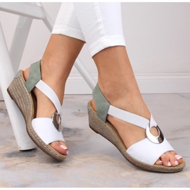 Bequeme Damen-Keilsandale Rieker 624H6-80 weiß 1