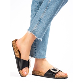 Bequeme schwarze Damenhausschuhe auf der Shelovet-Plattform 1