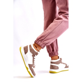 Hohe Damen-Sportschuhe, Sneakers, Weiß und Beige 4