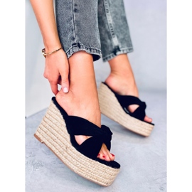 BM Nikni Schwarze Espadrille-Sandalen mit Keilabsatz 2