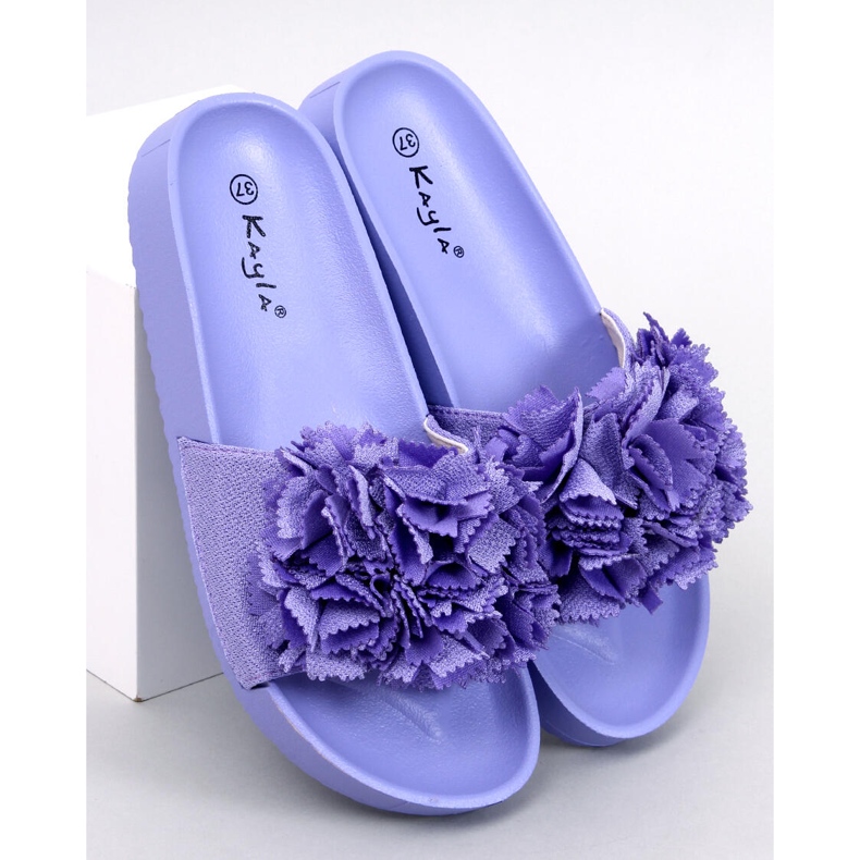Damenhausschuhe mit Blumen Traille Purple lila 1