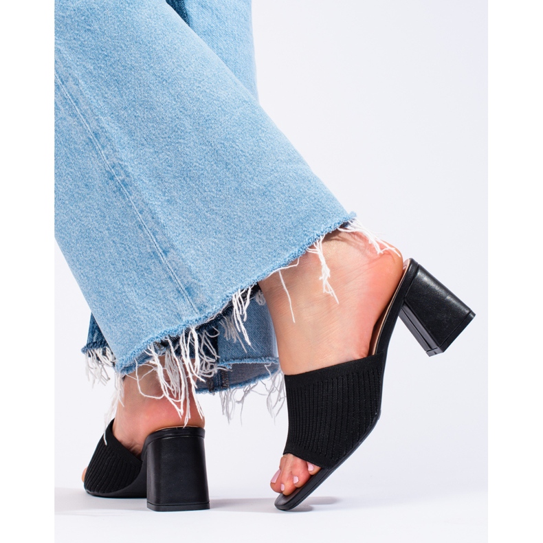 Shelovet Damen-Textil-Schwarz-Slides am Pfosten 2