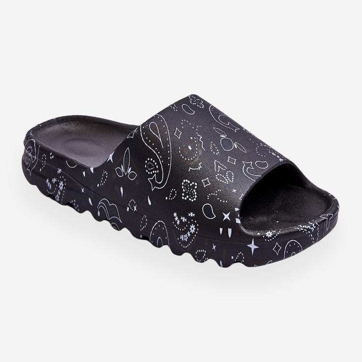 Modische Damenhausschuhe auf massivem Plateau Schwarz Lorette 1