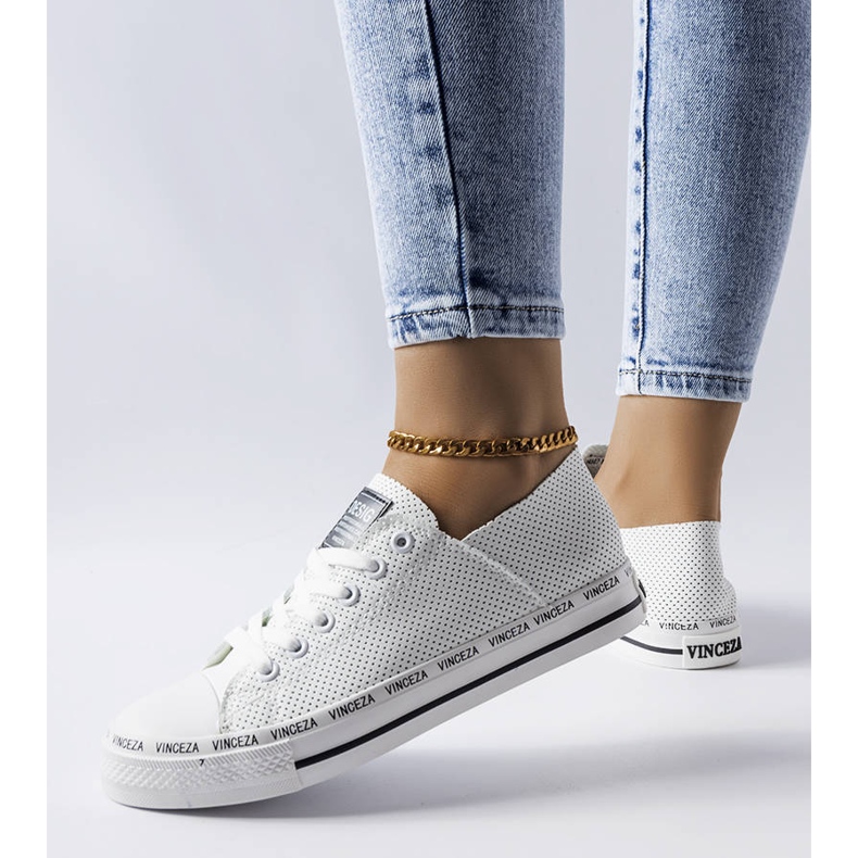 Vinceza weiße durchbrochene Turnschuhe 1