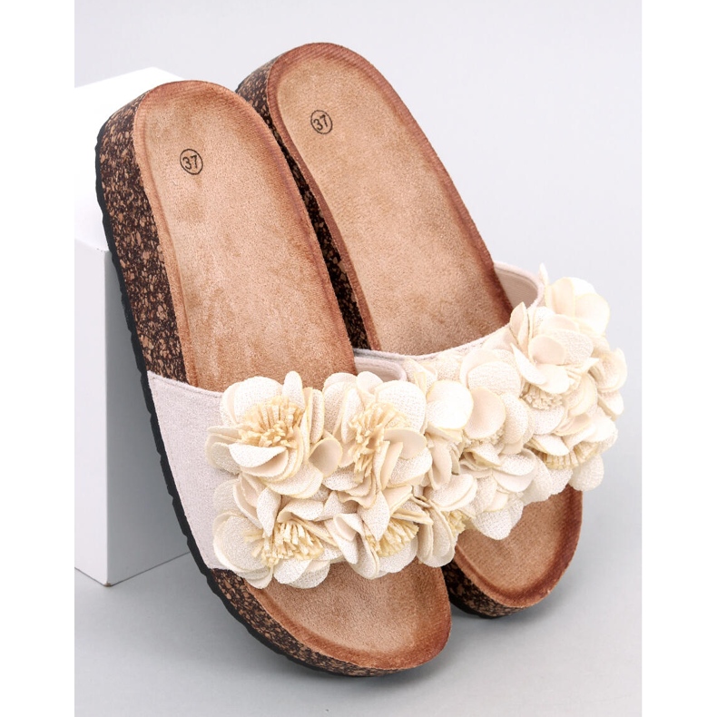 BM Korkpantoffeln mit Brice Beige Blumen 1