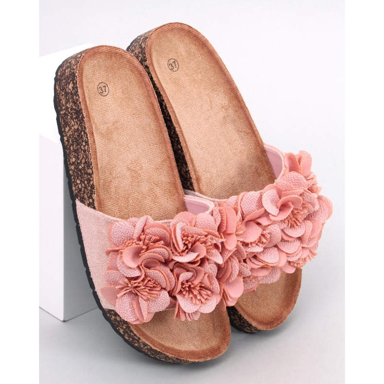 BM Korkpantoffeln mit Brice Pink Blumen rosa 1